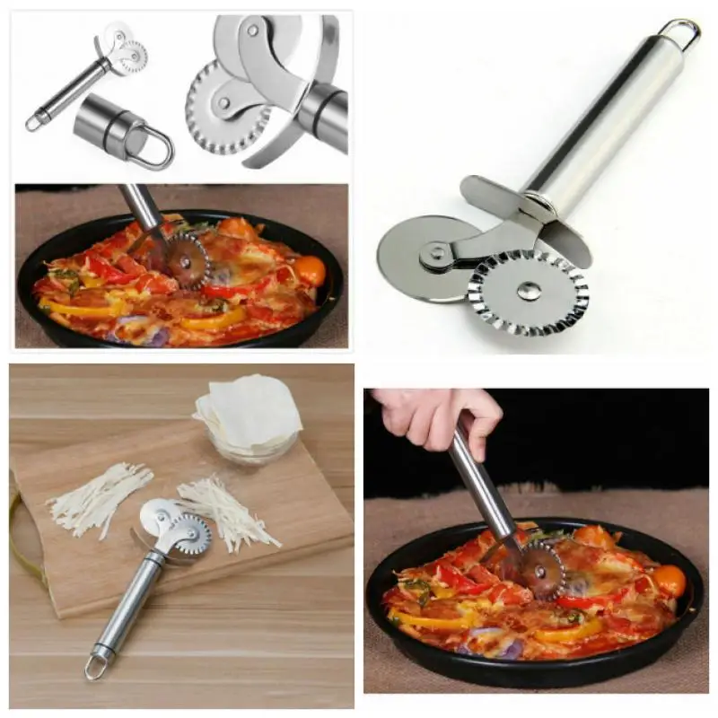 Из нержавеющей стали с двойным колесная Пицца резак для резки тортов хлеба