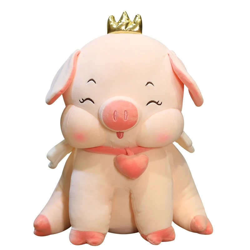 Фото Симпатичные плюшевые игрушки в виде Свинки-ангела 35/45/55 см мягкая розовая свинка