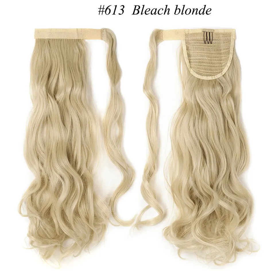bleach blonde S-noilite 23 дюйма длинные волнистые волосы на заколках в хвосте накладные волосы конский хвост шиньон синтетические волосы обертывание вокруг хвоста пони наращивание волос - Цвет: bleach blonde