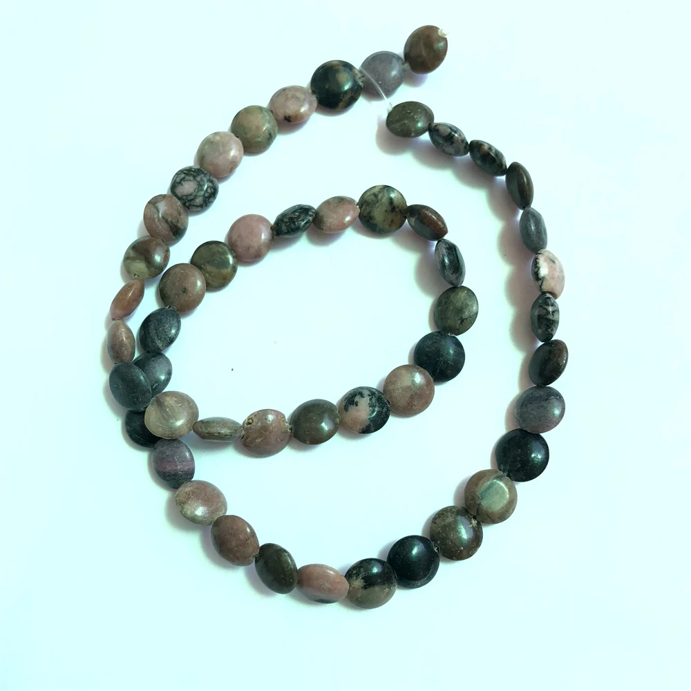 

Wholesale 1string of 15" Natural Rhodonite Coin Beads 8mm Gemstone Loose Bead for Jewelry Making