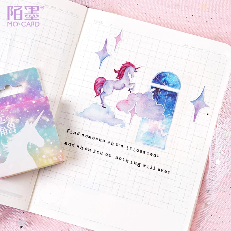 

Warm 46Pcs/box Kawaii Cute Lucky Unicorn Deco Phone Stickers Stationery Scrapbooking Planner Bullet Journal Lable Kids Sticker