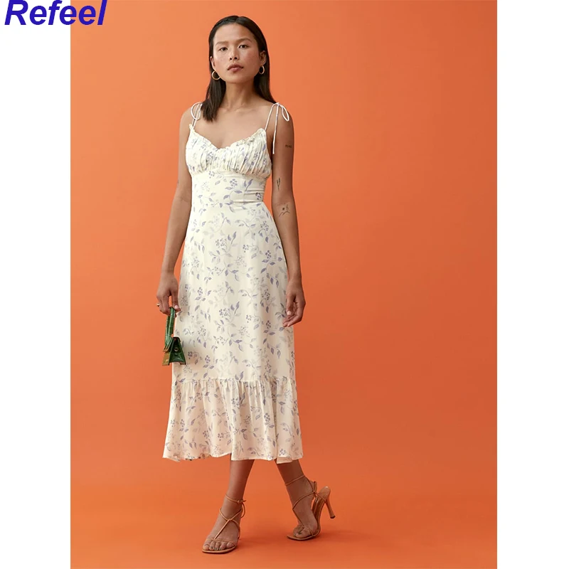 

Женское винтажное платье-миди с цветочным принтом