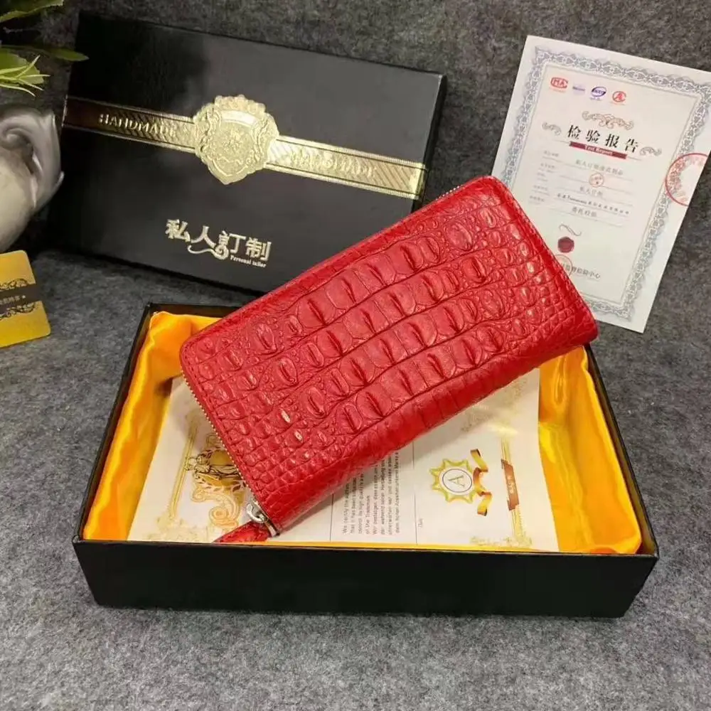 Женский кошелек из натуральной крокодиловой кожи длинный чехол на молнии 2019