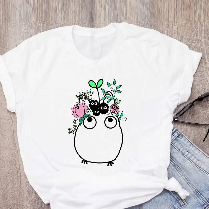 Ghibli Тоторо Dustbunny Kawaii футболка для женщин модная с принтом короткими рукавами
