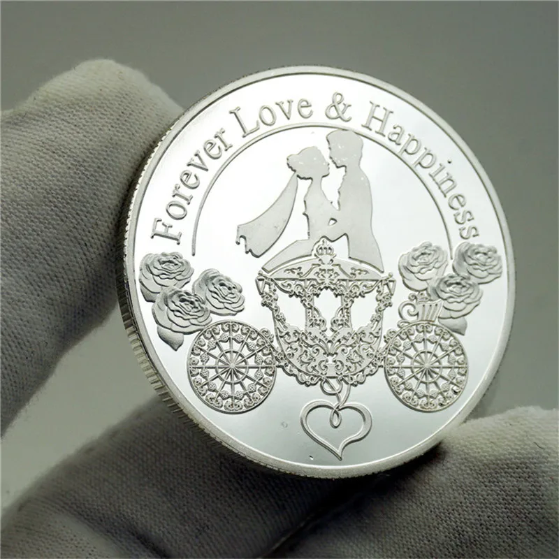 Серебряная Памятная монета Forever Love романтическая счастливая свадебная Юбилейная