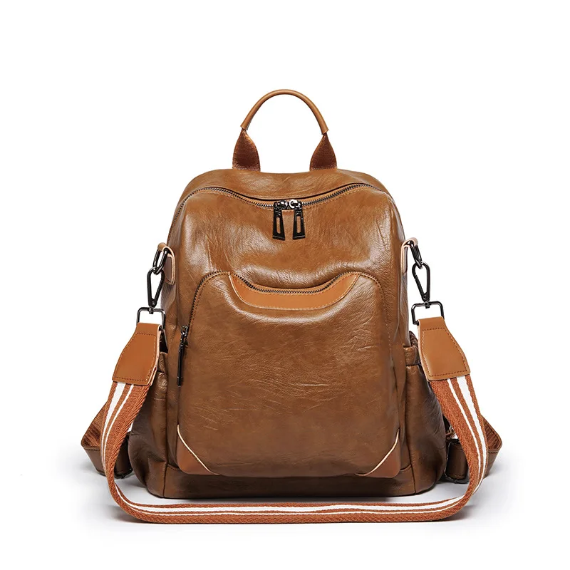 

2020 Fashion Women Backpack Vintage Leather Backpacks For Teenager Girls Preppy School Bagpack Female Travel Bags Mochila C1312