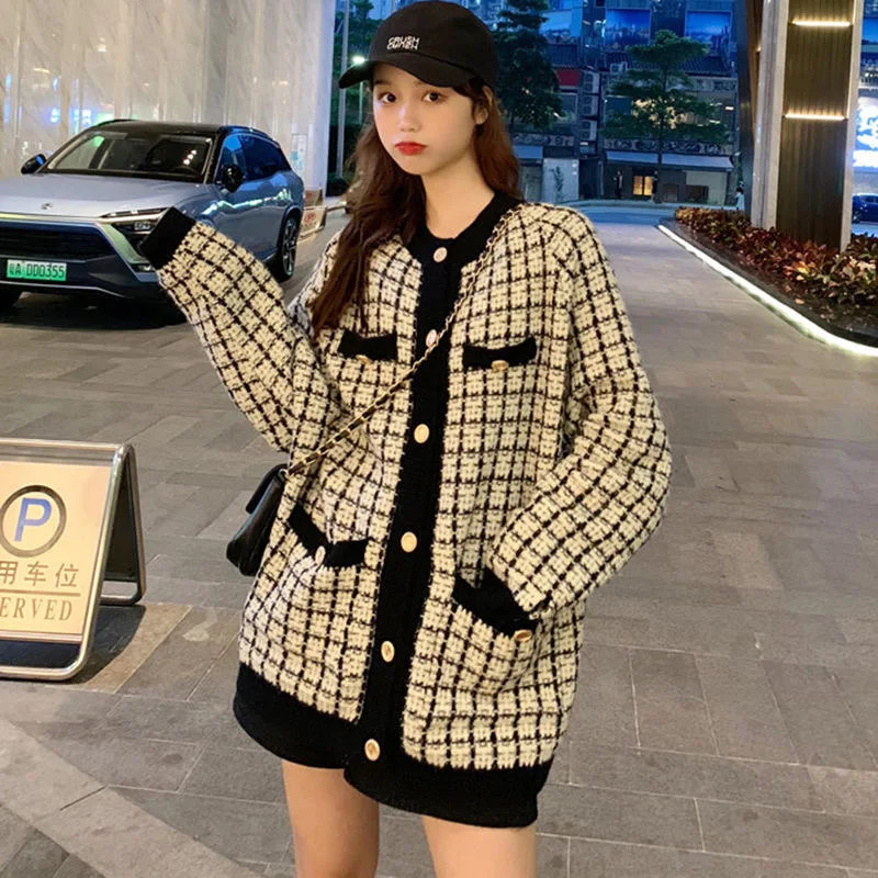 

Осенний новый свитер Paild, пальто, рубашка в стиле ретро, клетчатая рубашка с длинным рукавом, однобортный клетчатый свободный Женский Повсед...