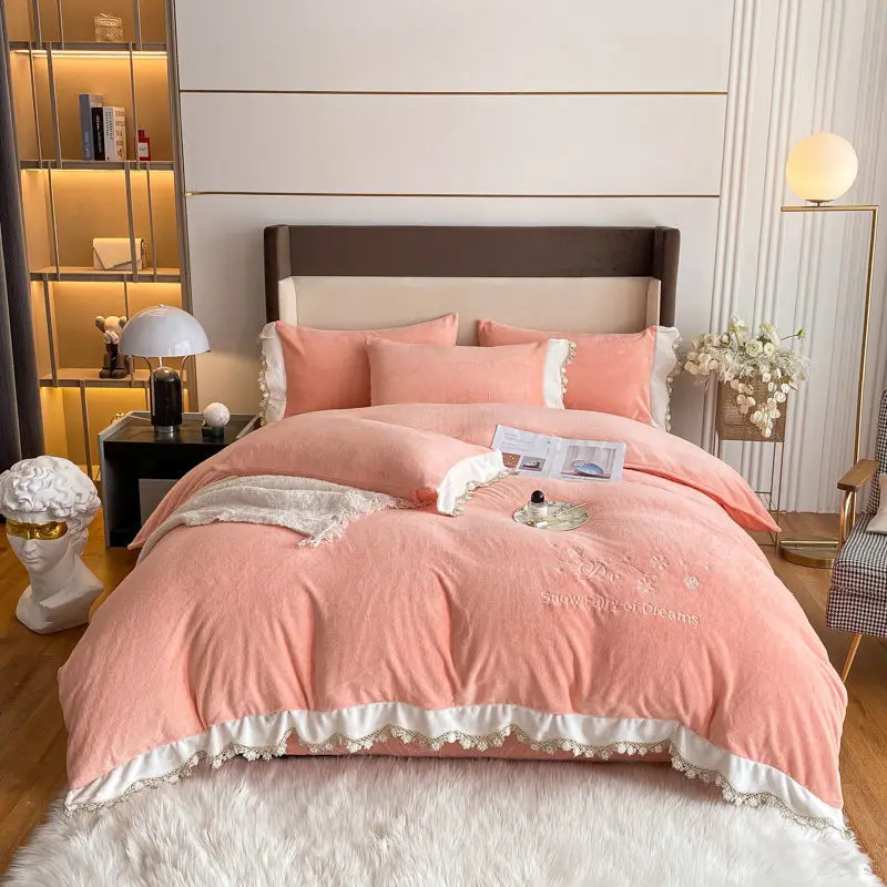 Комплект постельного белья из молочного волокна кружевное покрывало роскошный