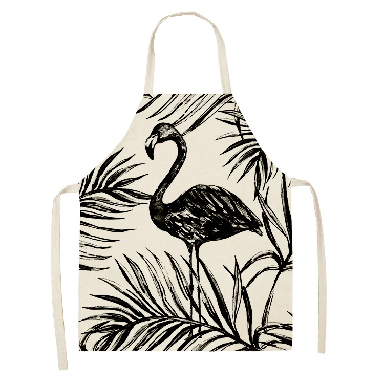 

Nordic Tropical Printed Kitchen Sleeveless Aprons Cotton Linen Bibs 53*65cm Household Women Cleaning Pinafore Home Cooking 46404