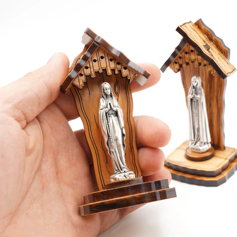 

Fatima Virgin Mary Bell Tower Olive Wood Statue Catholic Relic virgen maria statues et sculptures Religious figurine church Gift