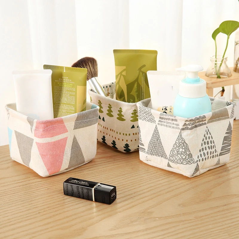 

Cotton Linen Waterproof Storage Box Stationery Cosmetics Sundries Sorting For Office Home FEA889