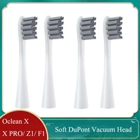 4pcs soft dupont replacement heads for oclean x x pro z1 f1 gray brush heads sonic electric toothbrushbristle vacuum nozzles