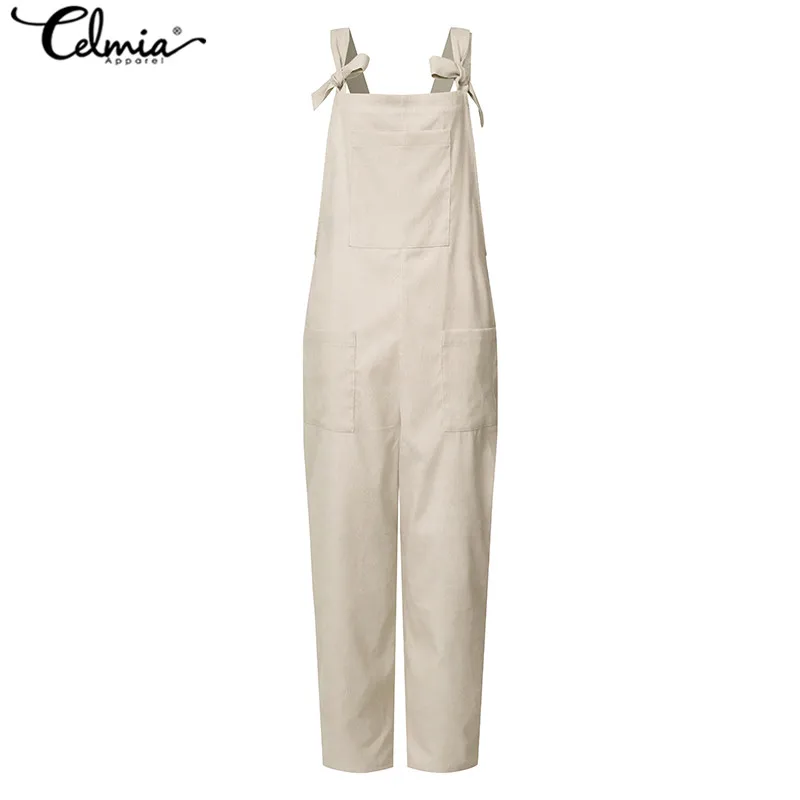 Женский вельветовый комбинезон Celmia без рукавов на бретельках однотонный