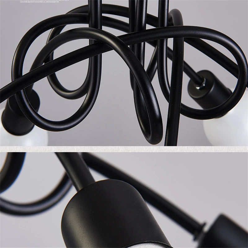 Ретро железная люстра E27 винтажная потолочная лампа в черном/белом/красном цвете