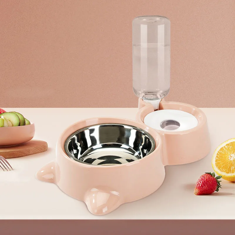 

Pet Dog Cat Automatic Food Double Bowls Kitten Drinking Bowl Pet Food Dispenser For Small Dog Chihuahua French Bulldog Supplies