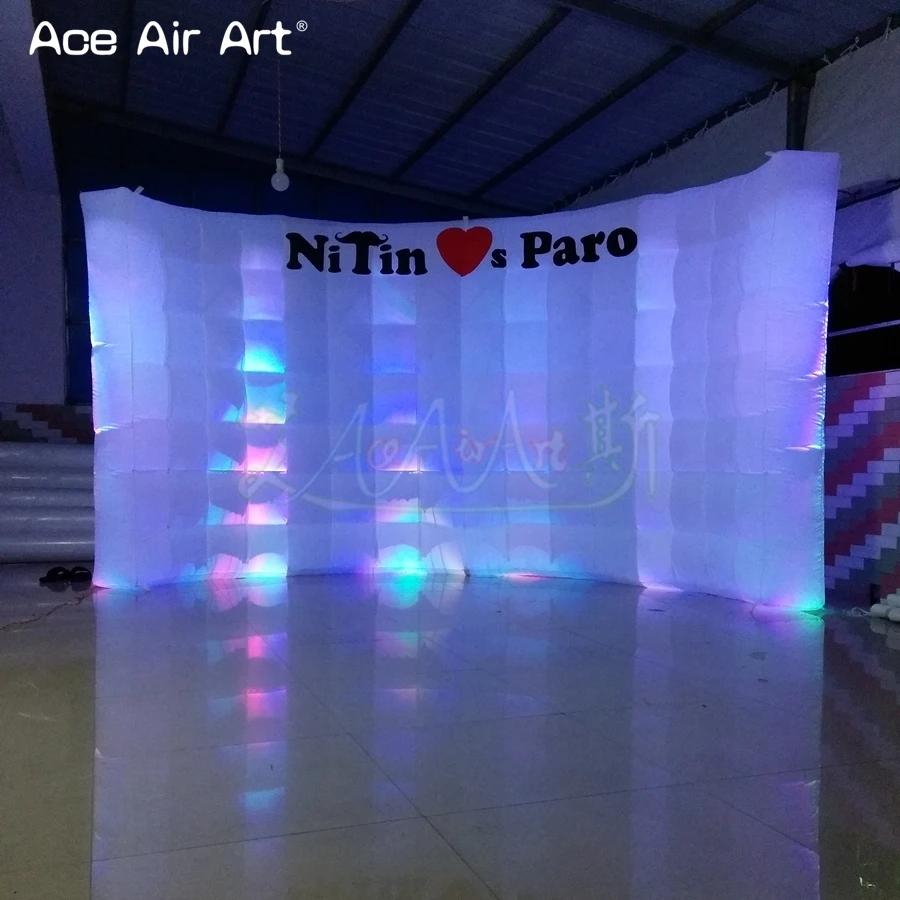 3x2.1m Silver color inflatable Dj booth wall,photo booth backdrop with interior blower for entertainment on wedding parties