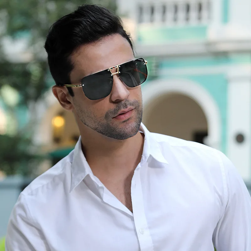 

2021 new fashion online celebrity sunglasses frameless rivet box sunglasses men's fashion sunglasses