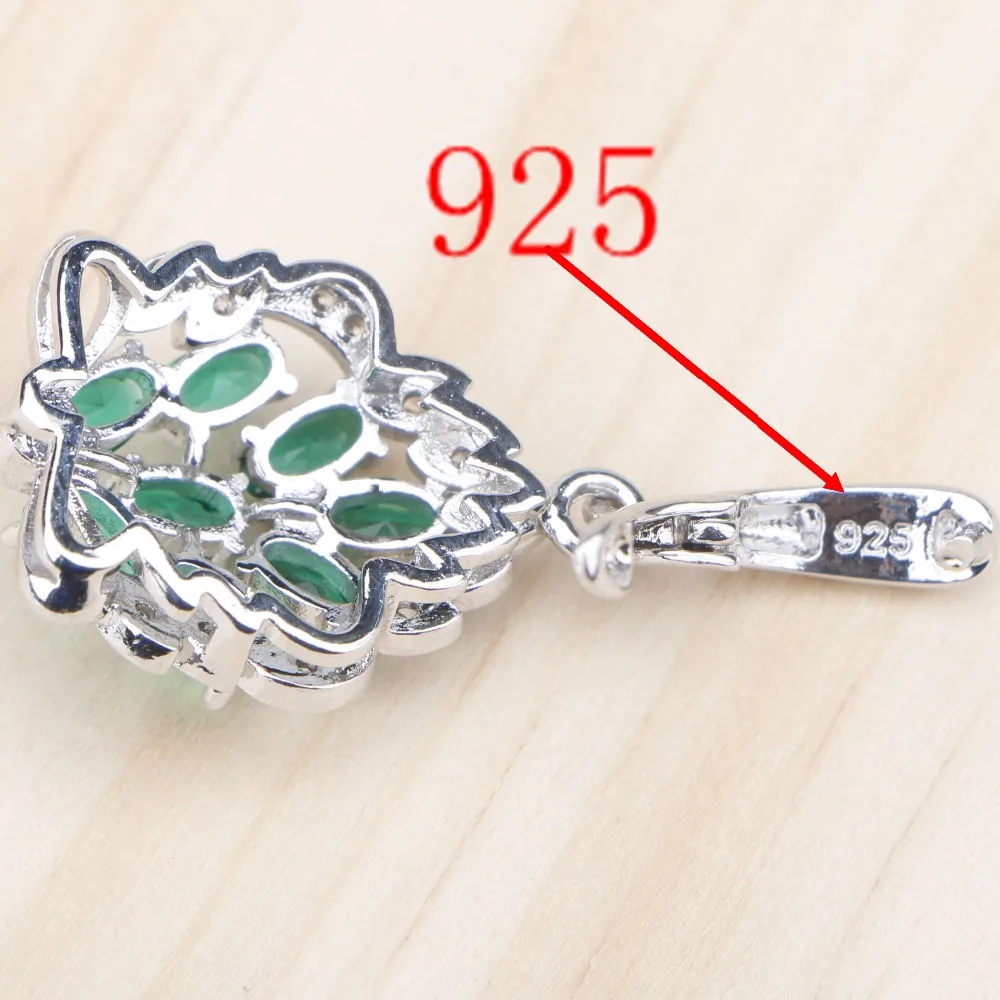 Женский набор украшений из серебра 925 пробы с зеленым цирконием серьги камнями