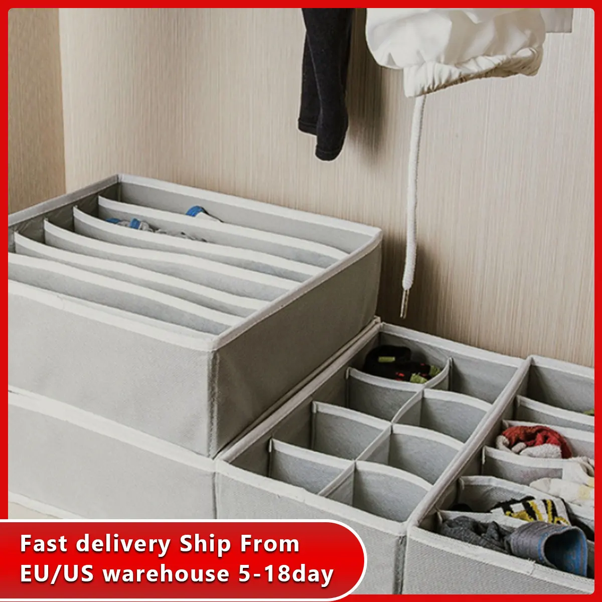 

4Pcs Dormitory Closet Organizer For Underwear Socks Home Cabinet Divider Storage Box Scarf Bra Storage Foldable Drawer Divider