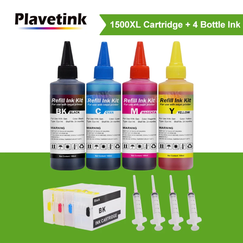 

Plavetink 4 Color Refillable Ink Kit+ PGI1500 XL Compatible Ink Cartridge For Canon PGI-1500 MAXIFY MB2050 MB2150 MB2350 MB2750