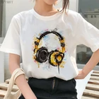 Модная женская футболка с музыкальным принтом в стиле Харадзюку, летняя тонкая женская футболка с коротким рукавом, повседневные топы больших размеров, футболка, одежда