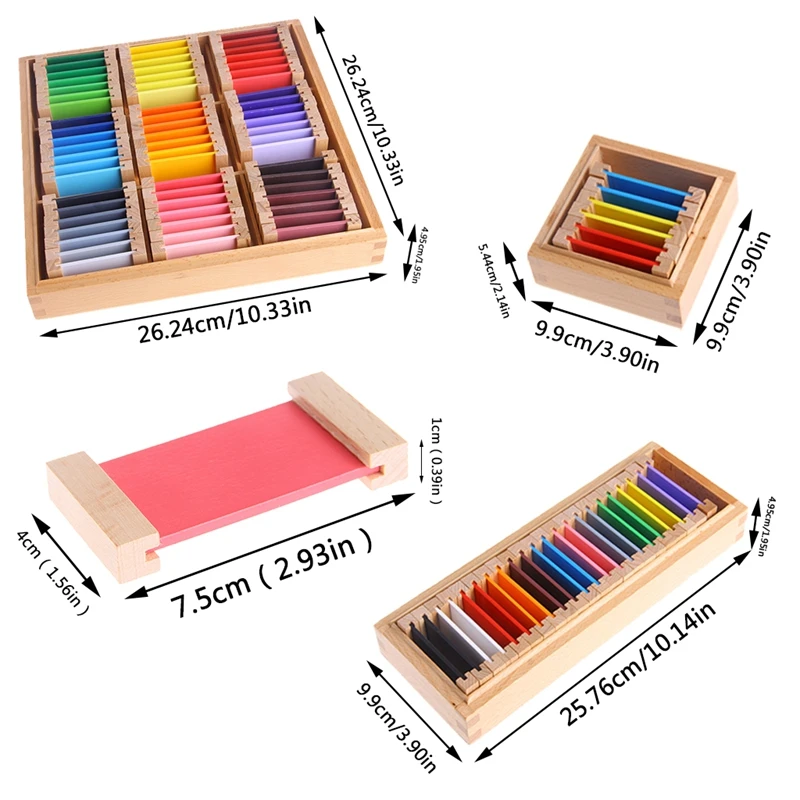 Montessori Sensorial Material Learning Color Tablet Box 1/2/3 Wood Preschool Training Kids Toy Gift | Игрушки и хобби