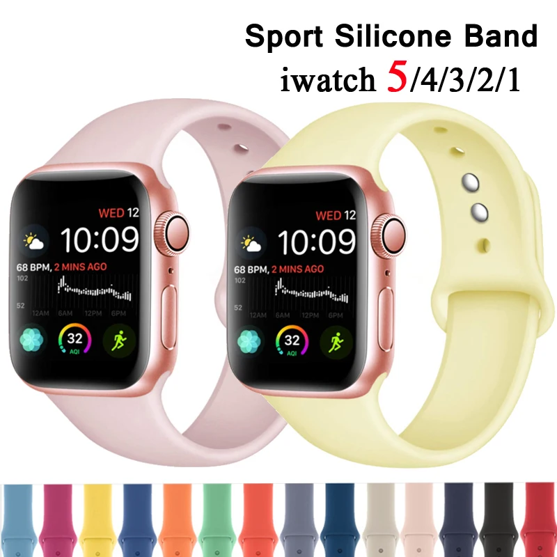 

Ремешок силиконовый для Apple Watch band 38 мм 42 мм, спортивный браслет для iwatch band 44 мм 40 мм, аксессуары для Apple watch 6 SE 5 4