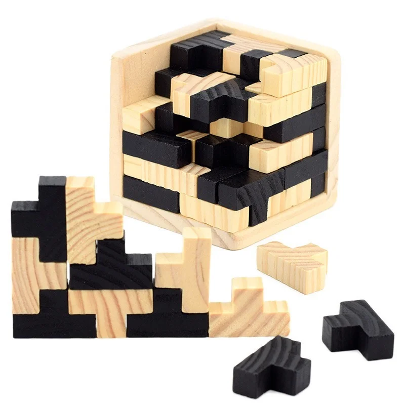 

Kids Early Learning Jigsaw Educational Shape 3D Wooden Puzzle Toy Brain Teaser Geometric T Shape Matching Jigsaw Puzzle