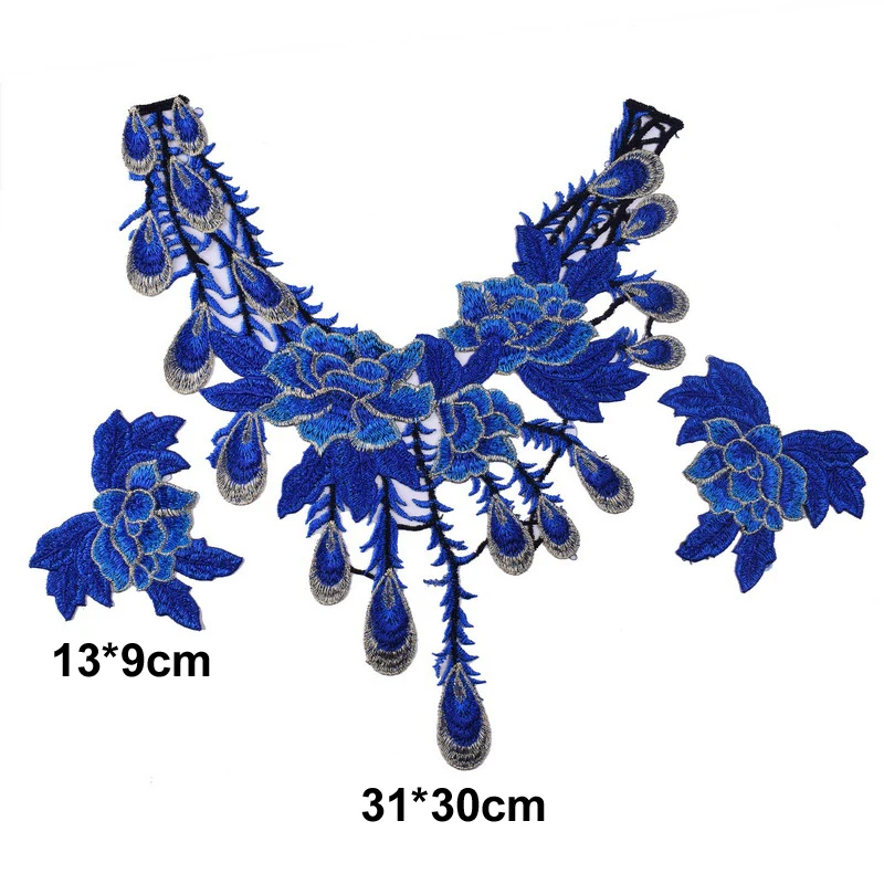 1 комплект красная синяя кружевная ткань аппликация из гипюра отделка декольте