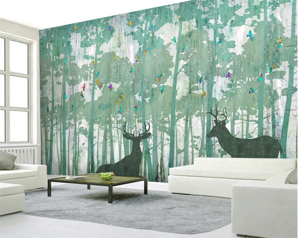 Фотообои на заказ 3D 5D 8D Лось лес пейзаж масляная живопись фоновая стена |