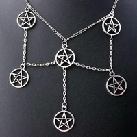 wicca pentagram necklace religious pentagram necklace pendant magic wizard pagan choker collar statement necklace for women