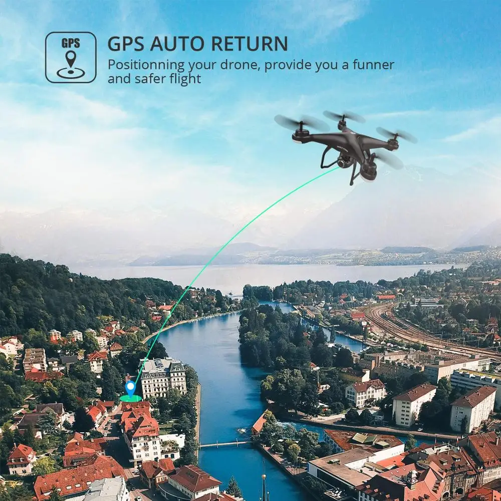 Holy Stone HS120D gps Дрон FPV Wifi видео в реальном времени 1080P HD камера Дрон 18 мин Время полета 2 батареи RC вертолет Квадрокоптер