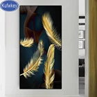 Большая 5d алмазная живопись сделай сам, абстрактная Золотая перо, искусство, полная квадратная, круглая вышивка, распродажа, 3d картина стразы, крест