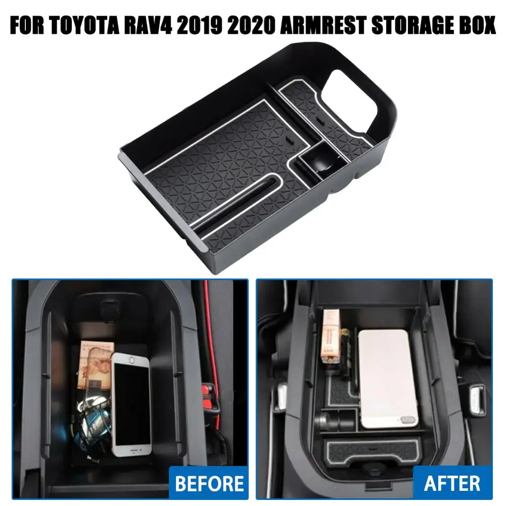 

Car Center Console Armrest Storage Box Organizer Tray For Toyota RAV4 2019 2020