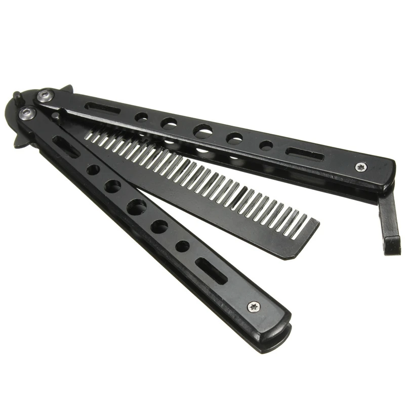 Учебный нож-бабочка из нержавеющей стали стильный расческа холодный черный |