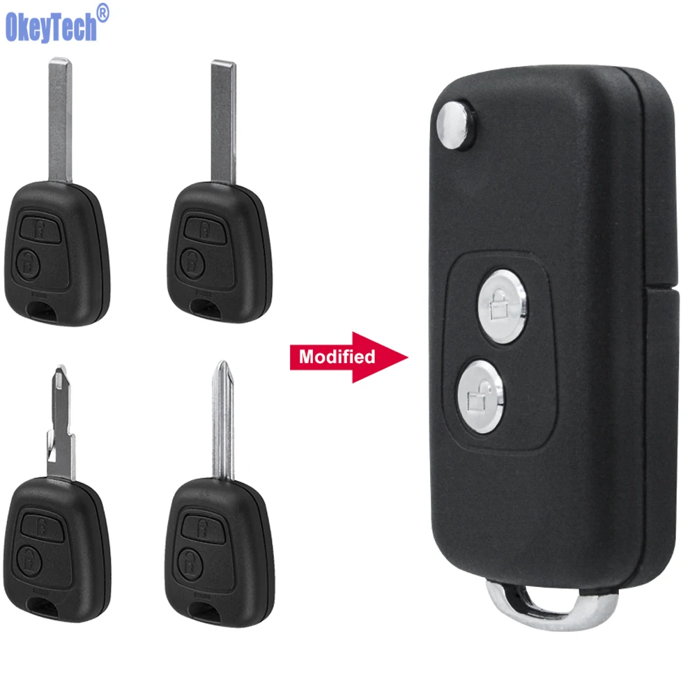 

OkeyTech Remote Car Key Shell For Citroen C1 C2 C3 Xsara Picasso For Peugeot 206 306 307 406 2Button Key Case Shell Uncut Blade