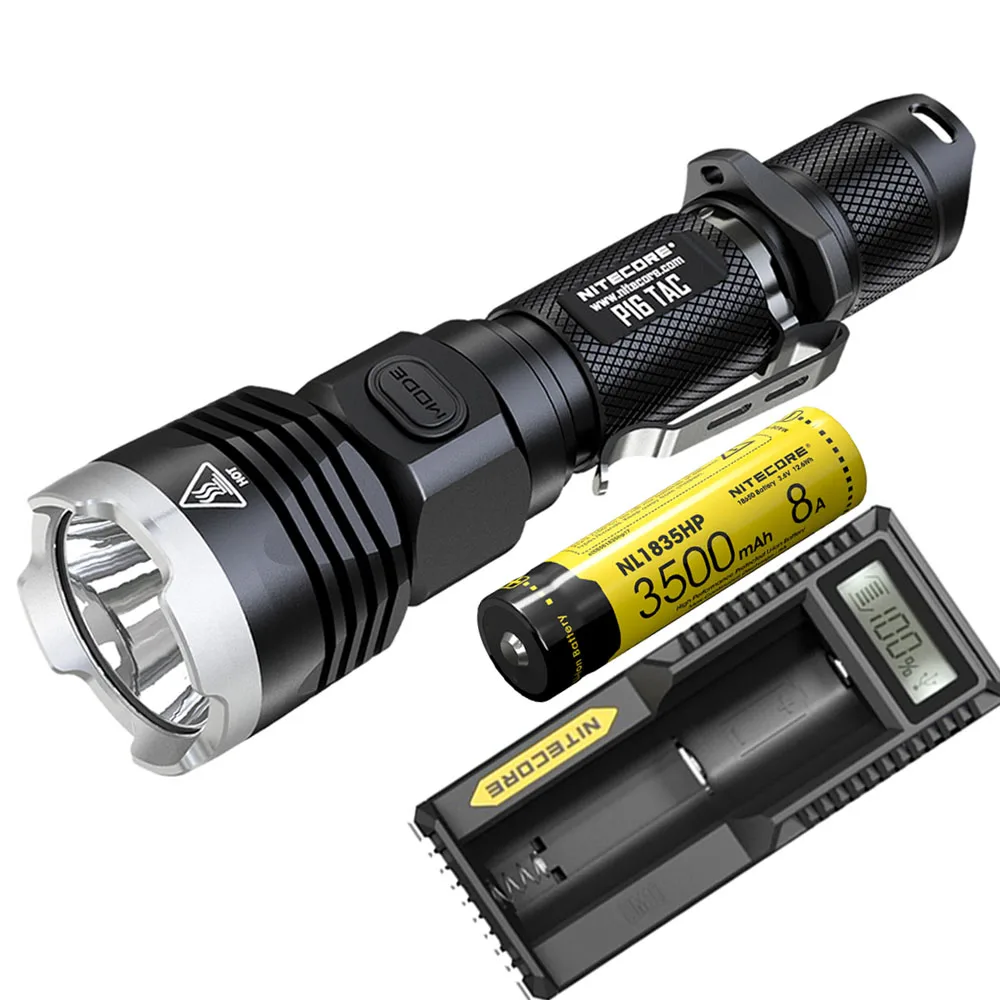 P16TAC NL1835HP UM10 Тактический светильник NITECORE P16TAC P16 TAC для вспышки CREE XM-L2, максимальная дальность луча 1000 люмен, 300 м, уличный фонарь, поисково-спасательный светильник - Испускаемый цвет: P16TAC NL1835HP UM10