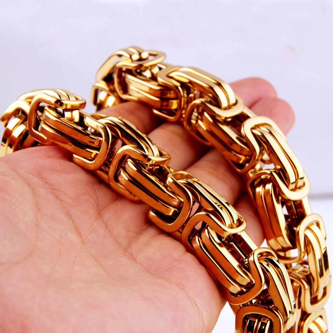 Крупная Тяжелая византийская Золотая цепочка из нержавеющей стали 316L 7-40 дюймов