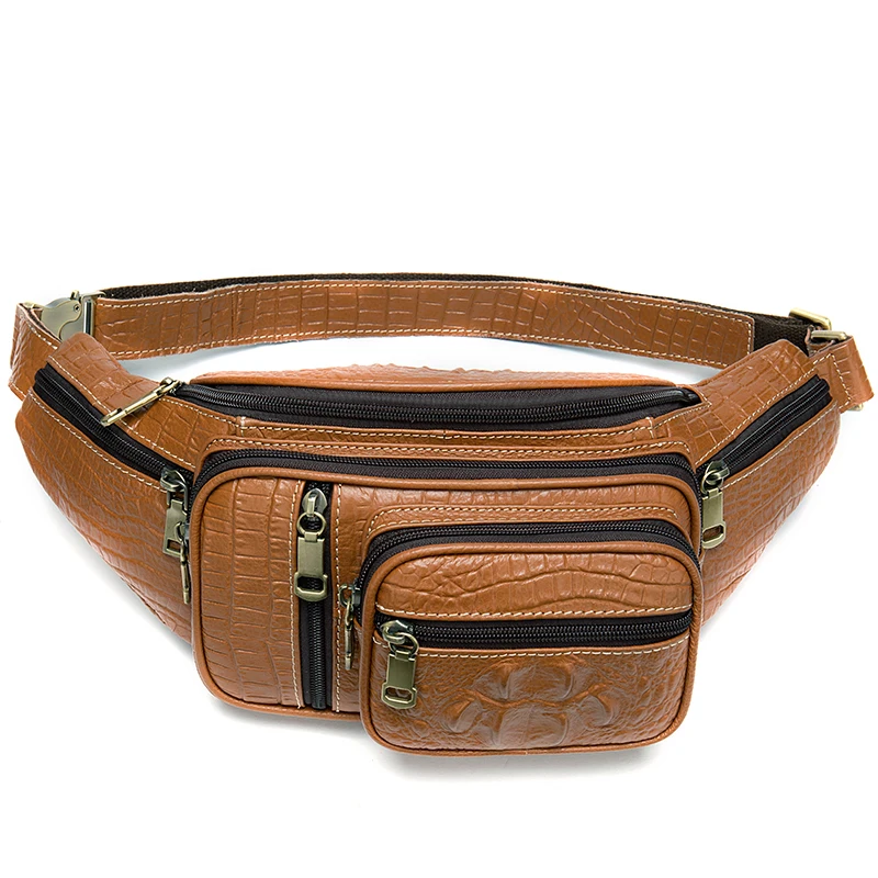 

Multi-Function Money Belt Bag Men's Waists Bags Genuine Leather Fanny Pack Phone Waist Pack/Bags Messenger Bag Men 8336