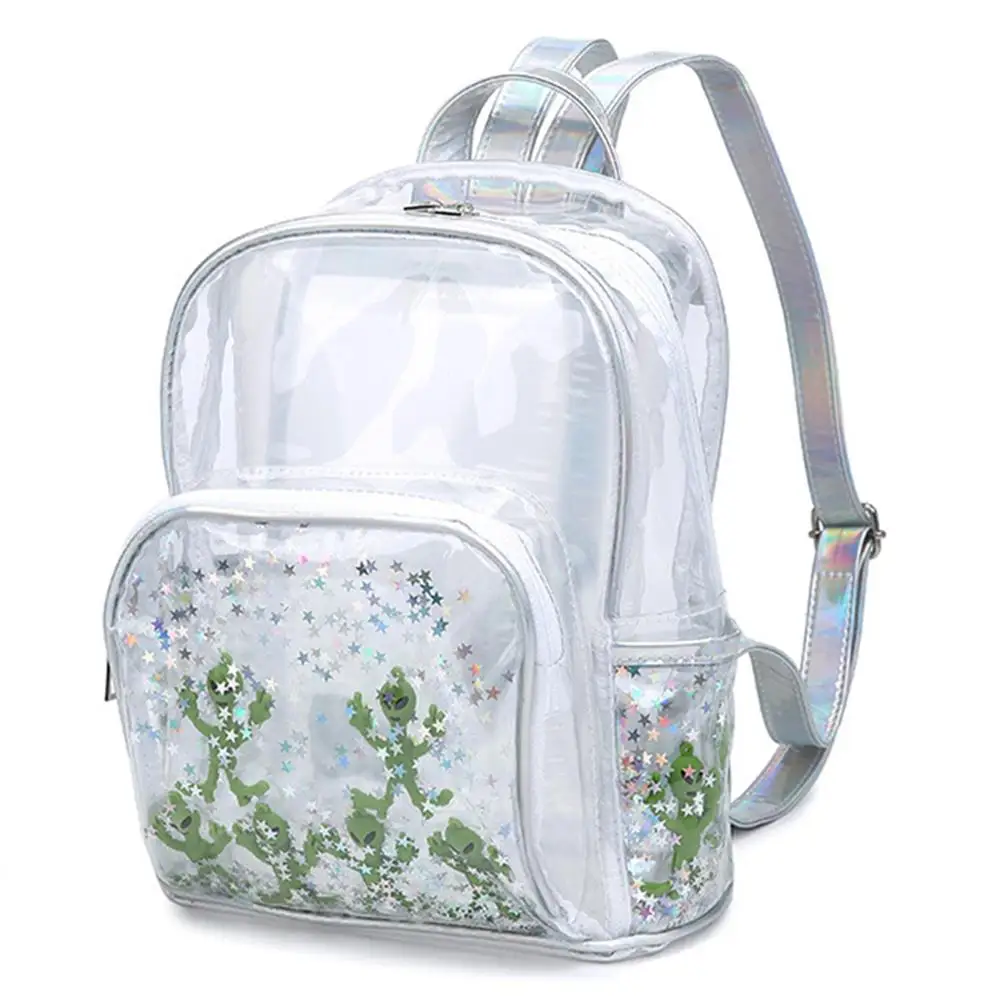 Прозрачный студенческий рюкзак свежий изолированный инопланетянин прозрачный