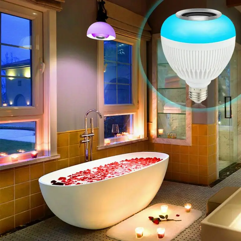 

Smart E27 Bluetooth Speaker LED Bulb Light 12W Music Playing Dimmable Wireless Led Lamp With 24 Keys Remote Control High Quality