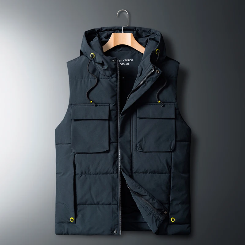 

2020 AUTUMN Winter Sleeveless Jacket Down Vest Men's Warm Thick Hooded Coats Padded Waistcoat Plus Size XL-5XL 6XL 7XL 8XL