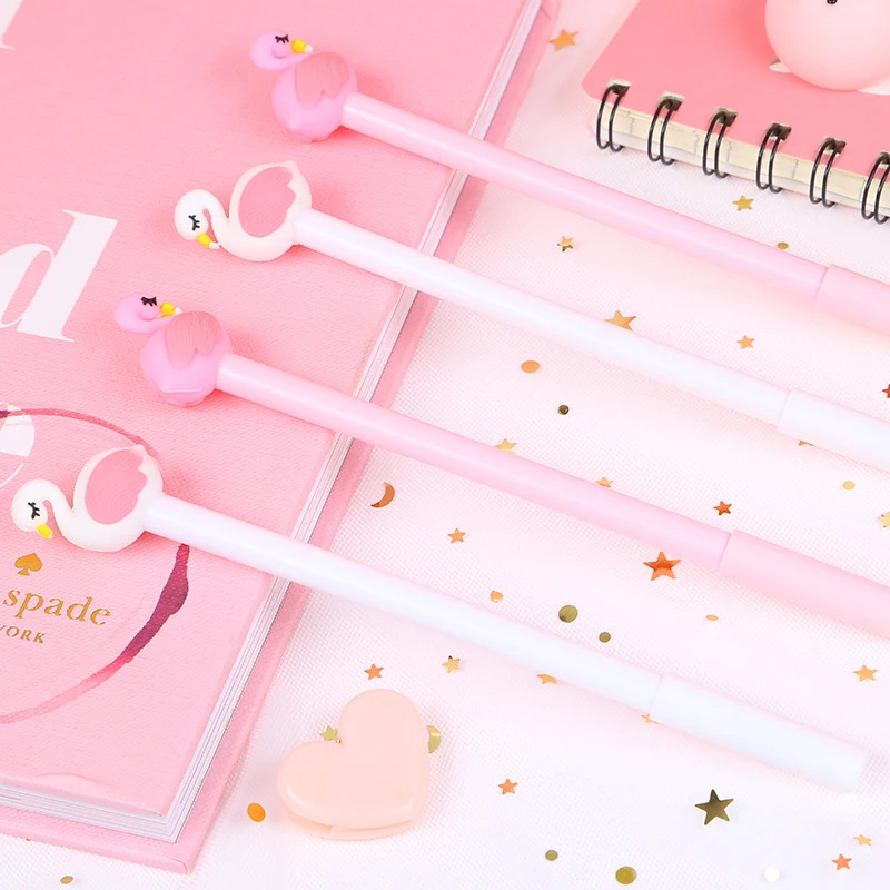

1PCS Flamingo decoration Flamingo Plush Pendant Gel Pen Baby Shower Happy Birthday Flamingos Gifts for Children Unicorn Ink Pen