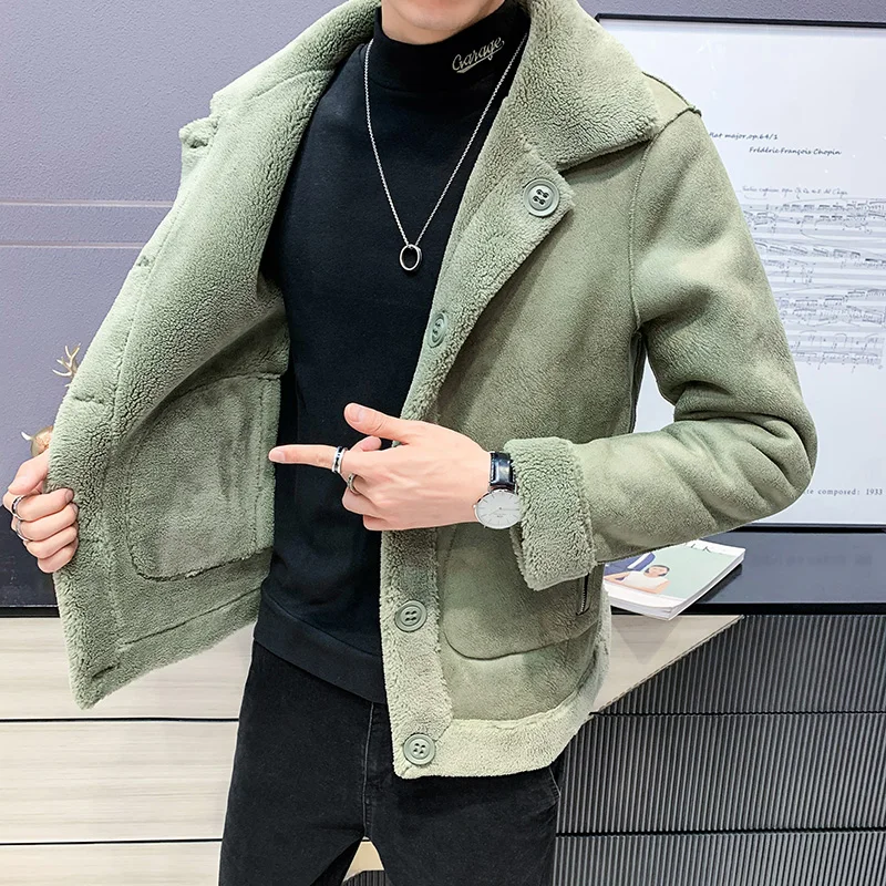 Осень-зима 2020 мужская теплая куртка из овечьей шерсти молодежное красивое