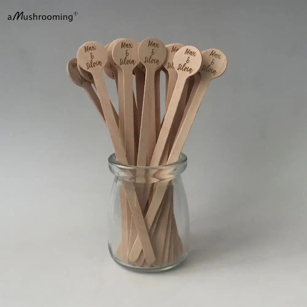 Деревянные перемешиватели для кофе (100) персонализированные туфли-лодочки