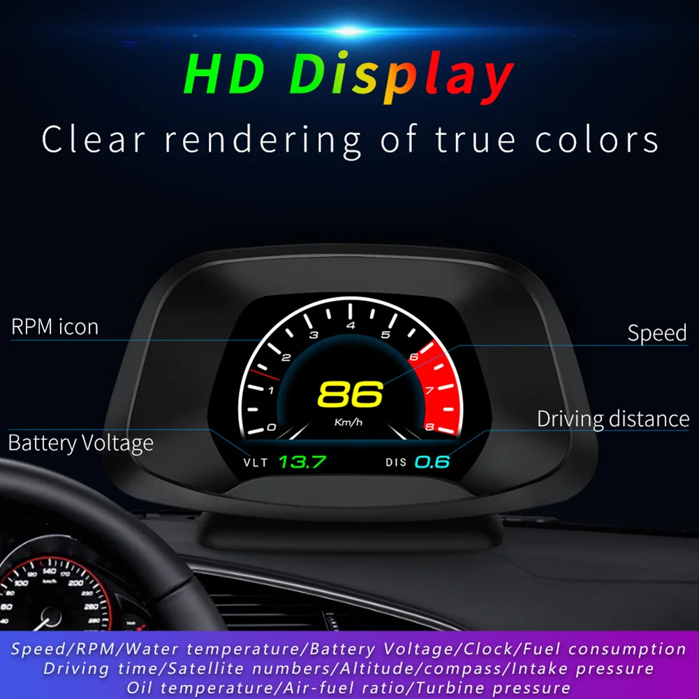 

Auto Electronic Voltage Alarm P20 OBD GPS Car HUD with GPS Navigation 3 inch Display Head Up Display Universal