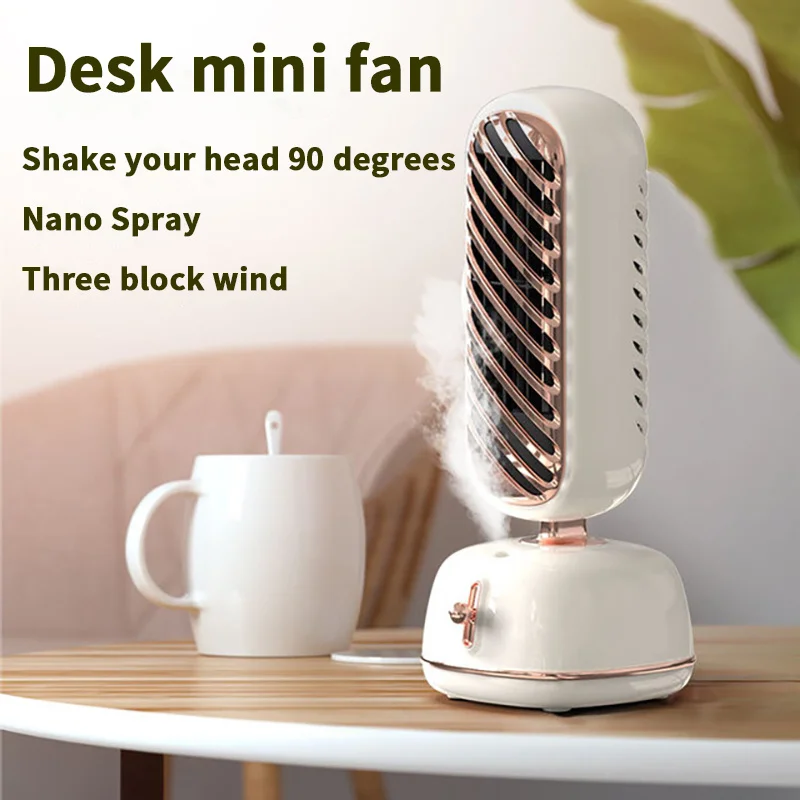 Bladeless Fan Electric Water Spray Mist Fans Ultra-quiet Intelligent Three Speeds Windy Air Cooling for Summer High Quality FS48