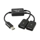 Type C OTG USB 3,1 Male to Dual 2,0 Female OTG Charge 2 Port HUB Cable Y Splitter