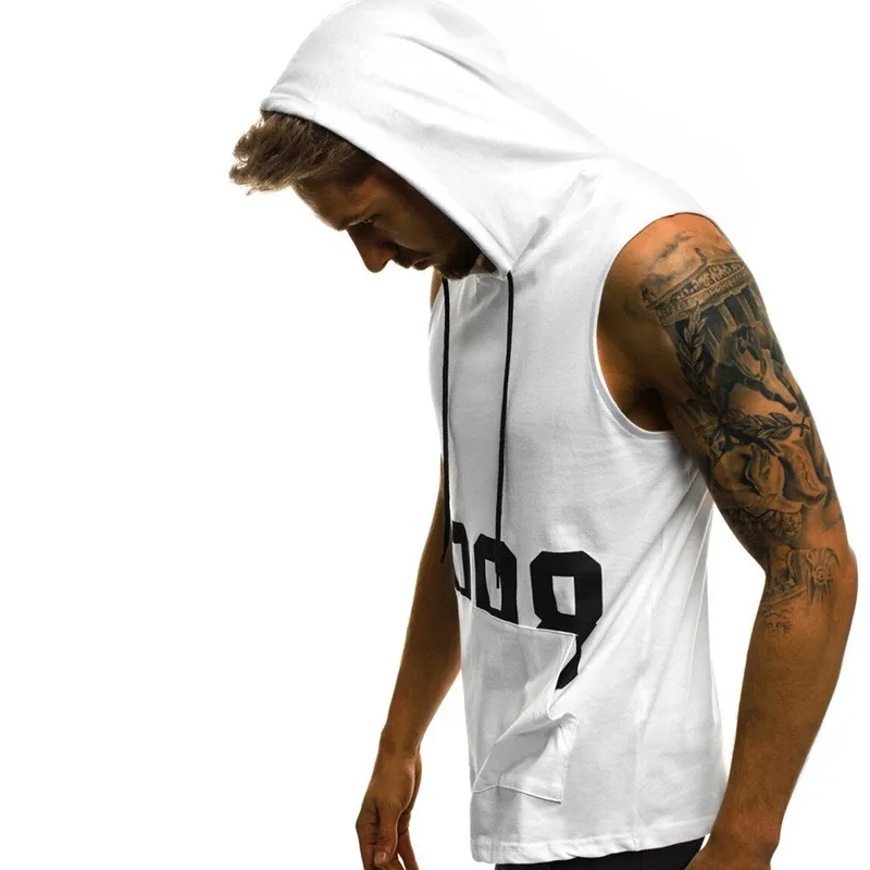 Мужские толстовки с капюшоном для фитнеса майки без рукавов футболки мужчин