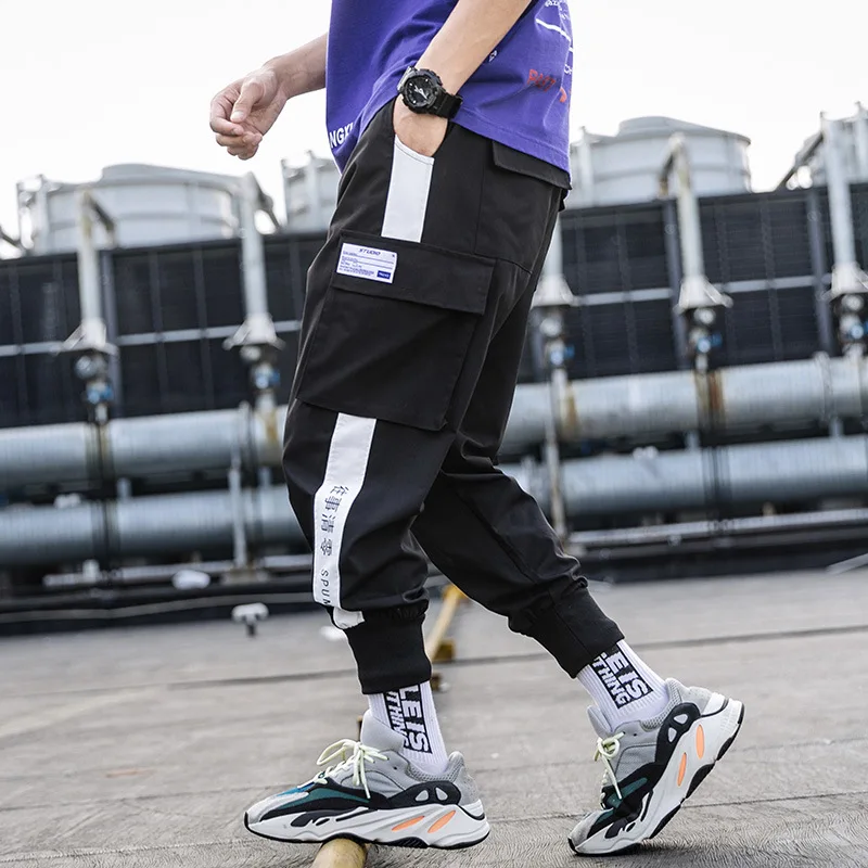 

Spring Summer Casual Men Japanese Fashion Tight Small Leg Trousers Men's Nine Cropped Trousers Multi-pocket Haren Trousers M-5XL